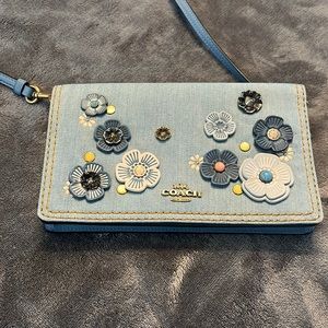 Coach denim leather clutch/wallet.